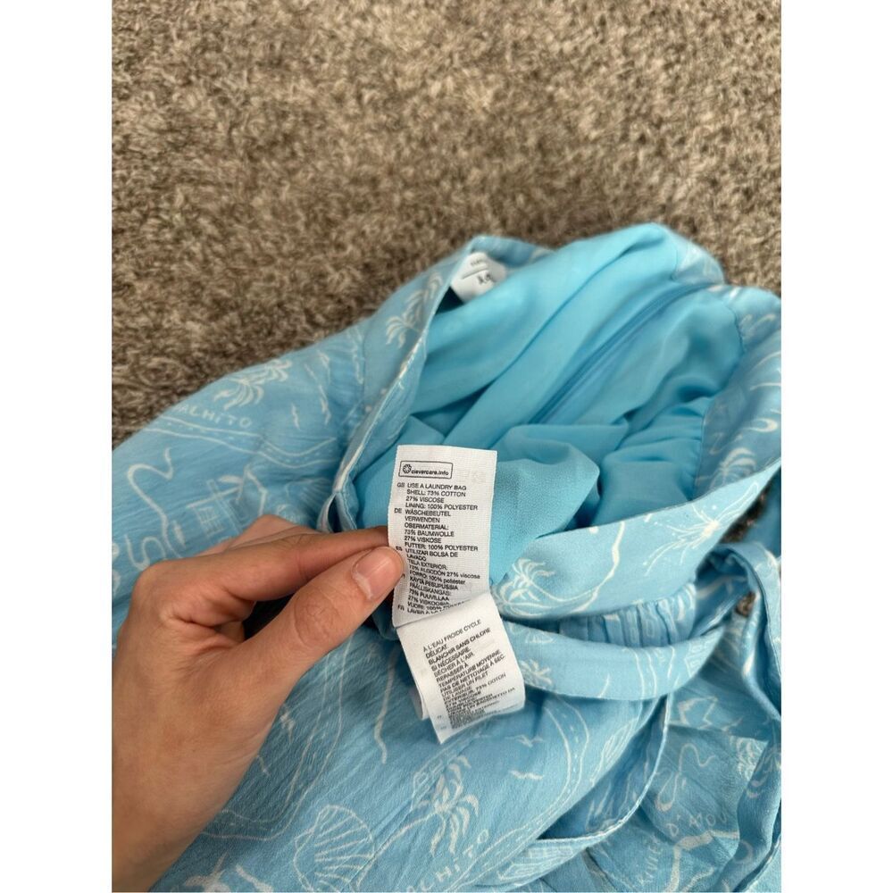 & Other Stories Paris Atelier Slit Crepe Midi Skirt Belt Blue Palm Tree Shell 4 - Picture 7 of 16